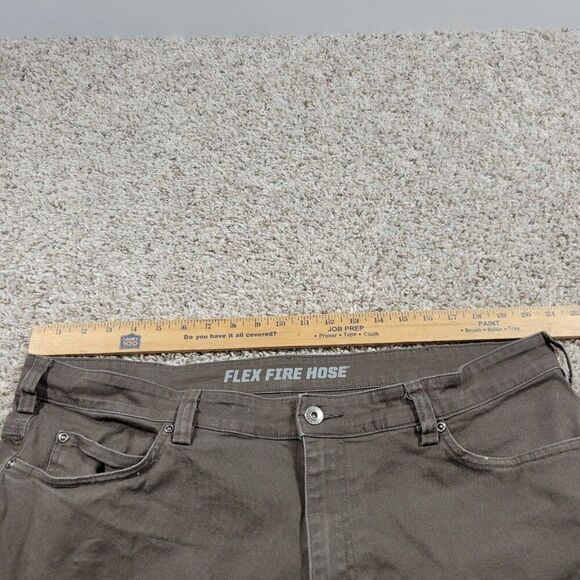 Duluth Trading Flex Fire Hose Jeans Mens 42x28.5 Tag 42x30 Brown Relaxed Flaws* - Picture 4 of 7